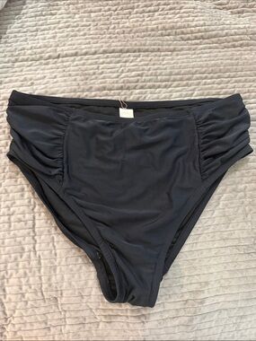 LYSA Luxury High-Waist Ruched Bikini Bottom - Black size 0X